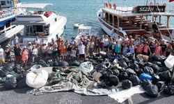 Ayvalık'ta Adalardan tonlarca çöp toplandı