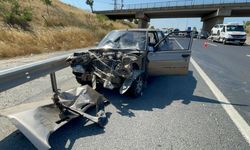 Tekirdağ'da iş makinesiyle otomobilin çarpıştığı kazada 1 kişi yaralandı